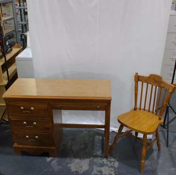 North American Furniture Carved Pine Desk and Chair Set 