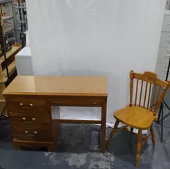 North American Furniture Carved Pine Desk and Chair Set 