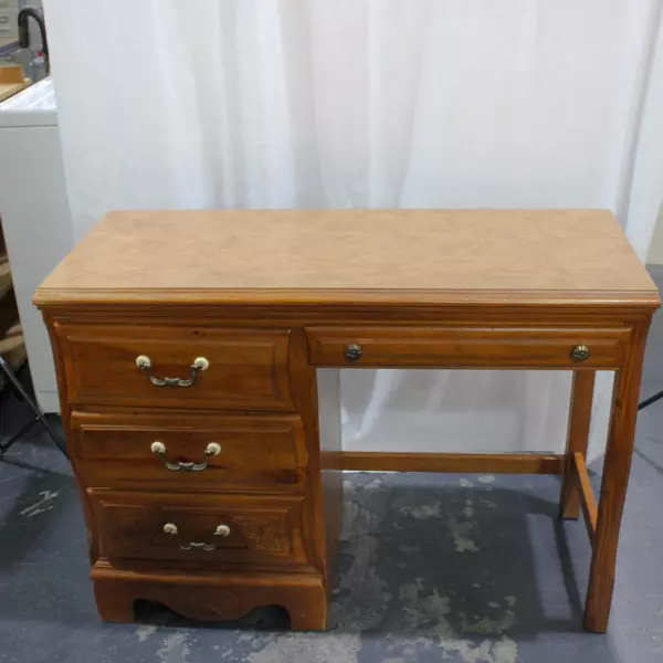 North American Furniture Carved Pine Desk and Chair Set 