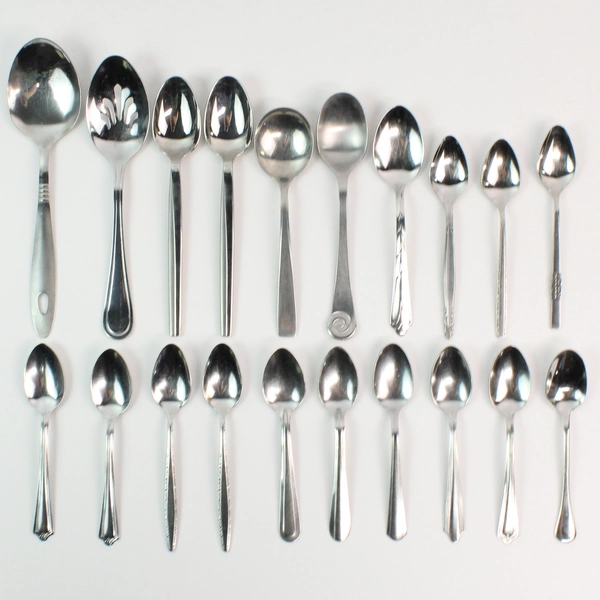 Mixed Lot 20 Stainless Steel Spoons Serving Soup Sugar and Teaspoons
