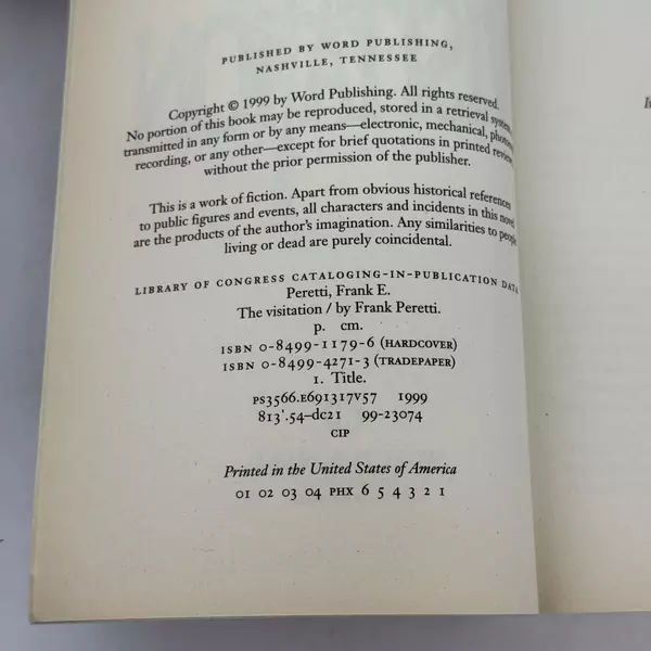 The Visitation Hardcover by Frank E. Peretti Good Condition Novel