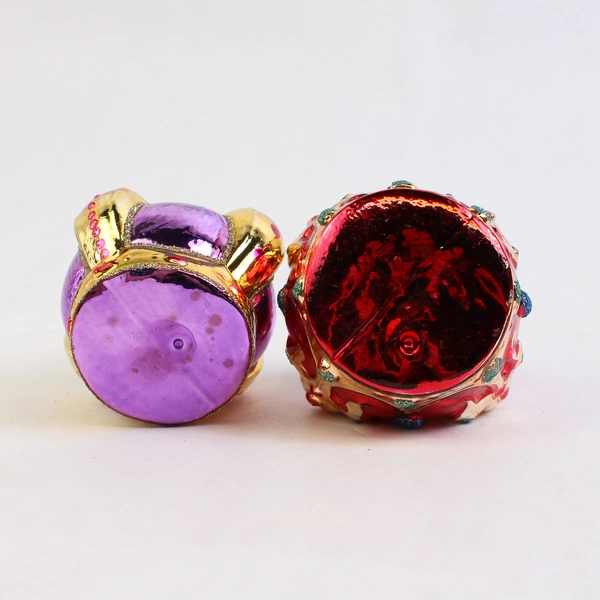 Lot Of 2 Matching Unbranded Multicolor Crown Hanging Christmas Ornaments