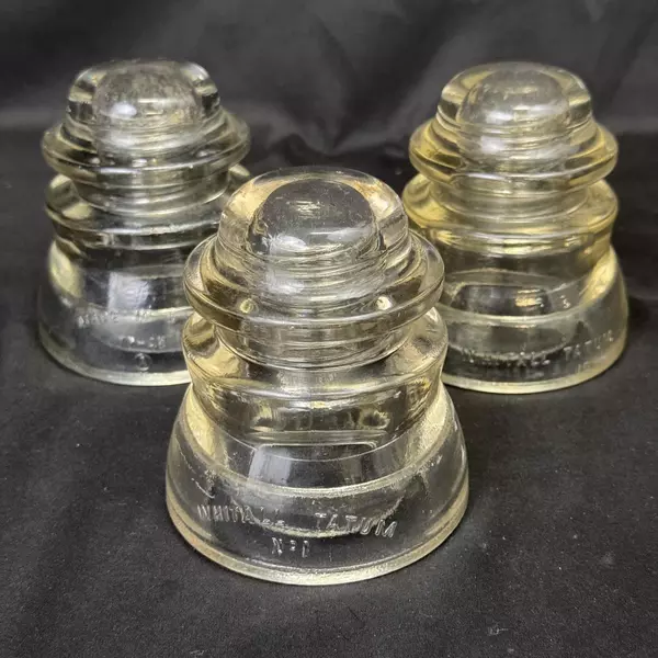 Set of 3 Whitall Tatum No1 Clear Glass Power And Communication Insulators