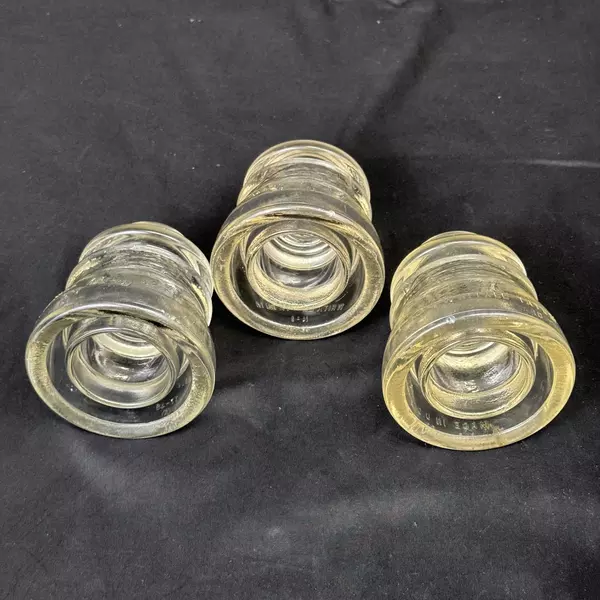 Set of 3 Whitall Tatum No1 Clear Glass Power And Communication Insulators