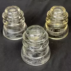 Lot of 3 Whitall Tatum No1 Clear Glass Power & Communication Insulators w/ Chips