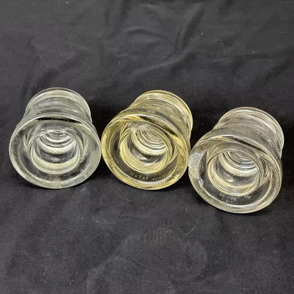 Lot of 3 Whitall Tatum No1 Clear Glass Power & Communication Insulators w/ Chips