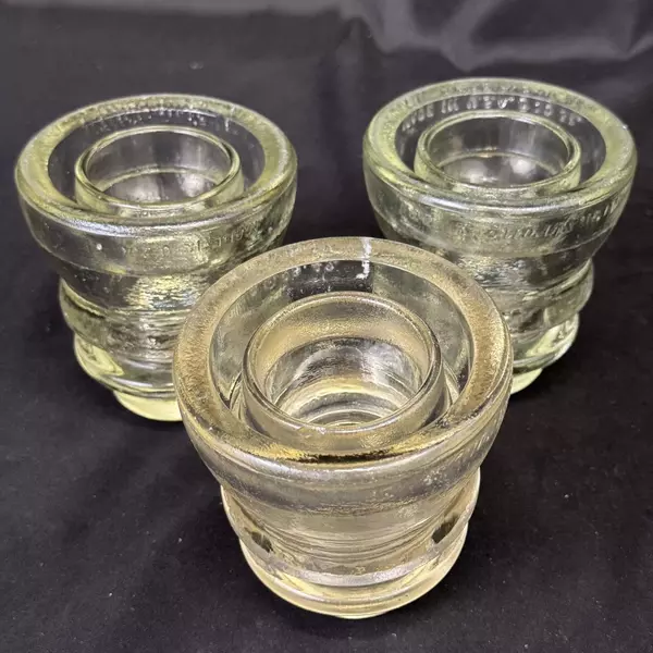 Lot of 3 Armstrong DP1 Clear Glass Power Insulators 