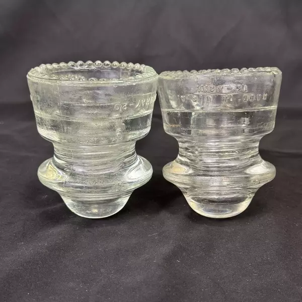 Lot of 2 Hemingray 20 Clear Glass Secondary Power Insulators