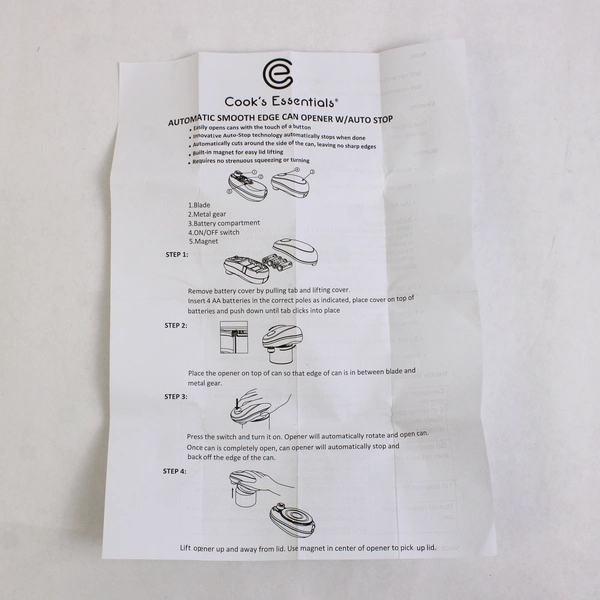 Cook's Essentials Automatic Smooth Edge Can Opener W/ Auto Stop Green