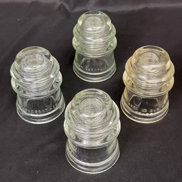 Lot of 4 Hemingray 17 Clear Glass Telephone Insulators