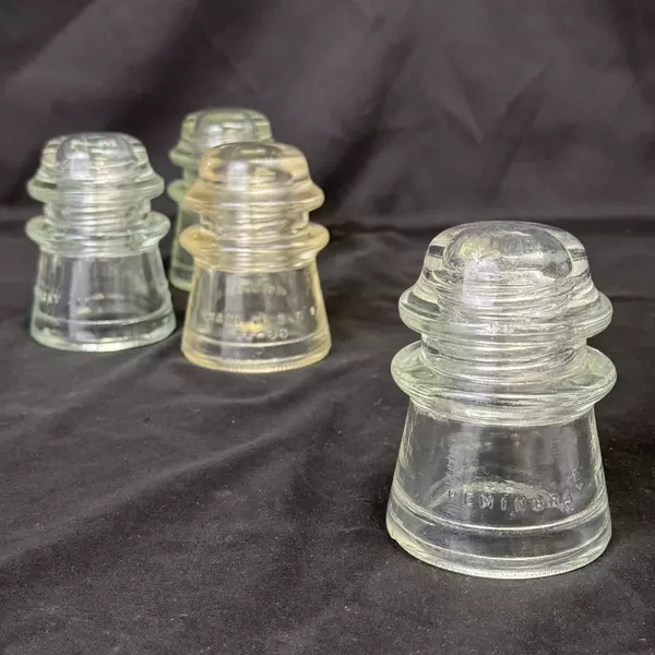 Lot of 4 Hemingray 17 Clear Glass Telephone Insulators