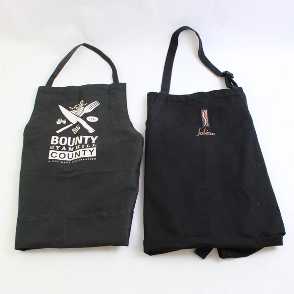 Lot Of 2 Black Bib Aprons Solena & Bounty Of Yamhill County