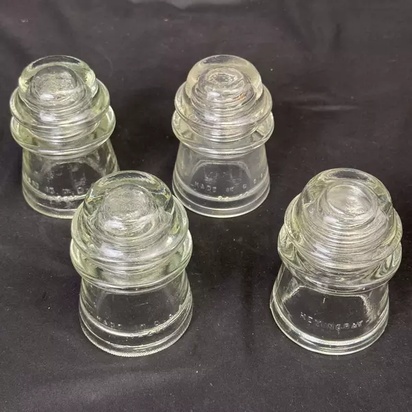Lot of 4 Hemingray 16 Clear Glass Telephone Insulators