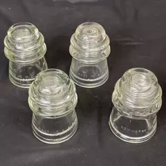 Lot of 4 Hemingray 16 Clear Glass Telephone Insulators