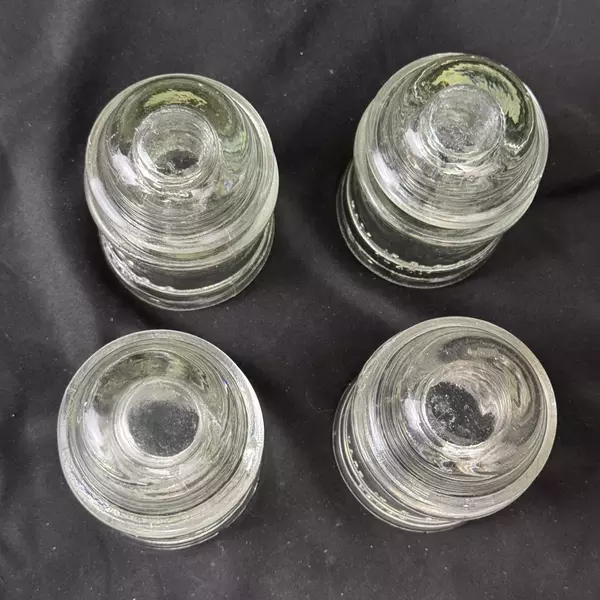Lot of 4 Hemingray 16 Clear Glass Telephone Insulators