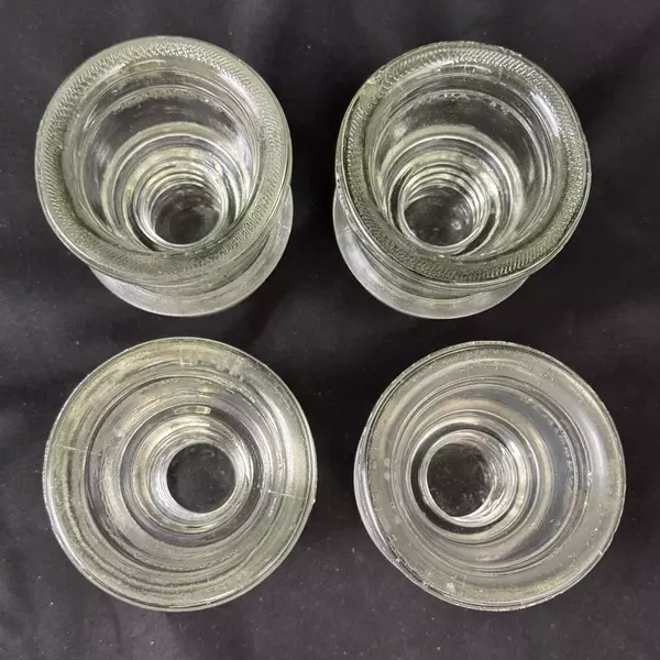 Lot of 4 Hemingray 16 Clear Glass Telephone Insulators