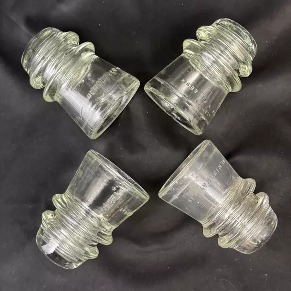 Lot of 4 Hemingray 16 Clear Glass Telephone Insulators