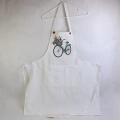 Unbranded White Bib Aprons With Printed Bike Bread Wine