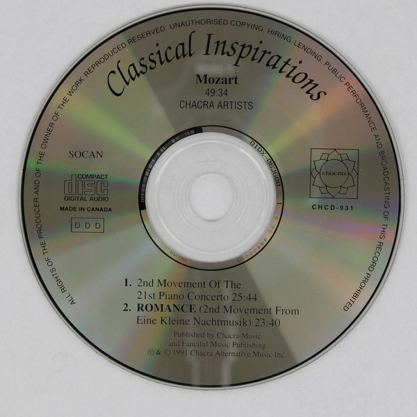Mozart With Ocean Sounds 1991 Chacra Alternative Music Inc Classical Inspiration