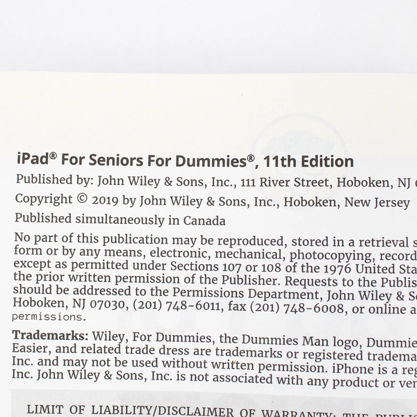 iPad for Seniors for Dummies by Dwight Spivey 11th Edition 2019 Book Guide