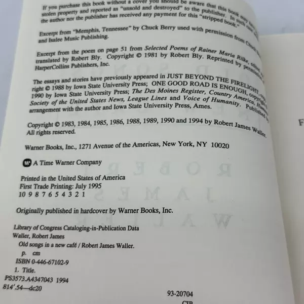 Old Songs in a New Cafe Selected Essays by Robert James Waller Paperback