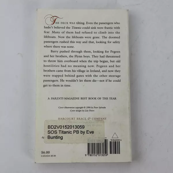 SOS Titanic by Eve Bunting 1996 Paperback Historical Fiction Book Good Condition
