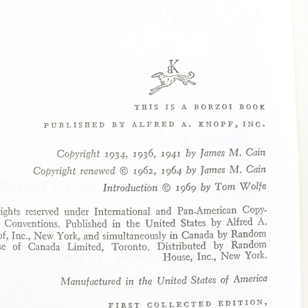 Cain X3 by Cain James M. 1st Edition 1969 Hardcover