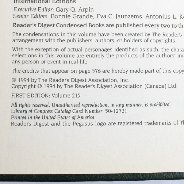 Vintage Reader's Digest Condensed Books Vol 5 1994 Hardcover Dust Jacket