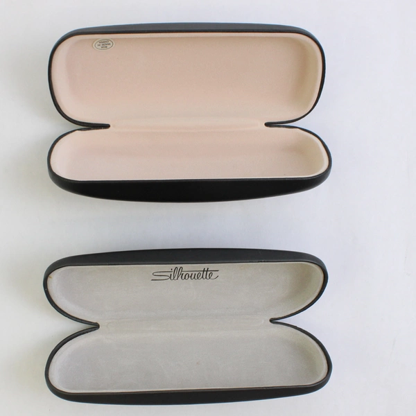 Lot of 2 Hard Shell Eyeglass Cases Only Silhouette Unbranded Black Eyeglasses