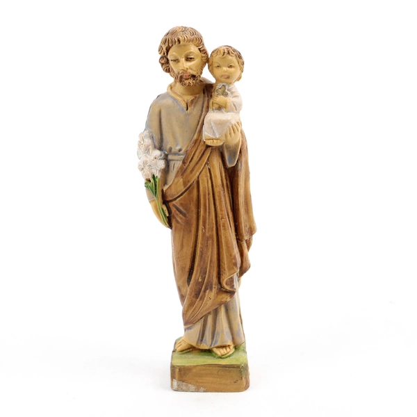 Vintage Saint Joseph and Baby Jesus Resin Figure 3.75" Made in Italy