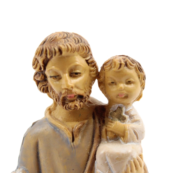 Vintage Saint Joseph and Baby Jesus Resin Figure 3.75" Made in Italy