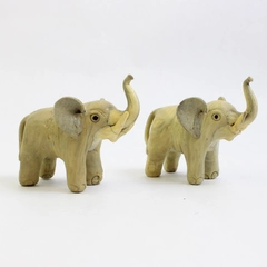 Lot Of 2 Matching Handmade Unmarked Elephant Figurines 3" Tall