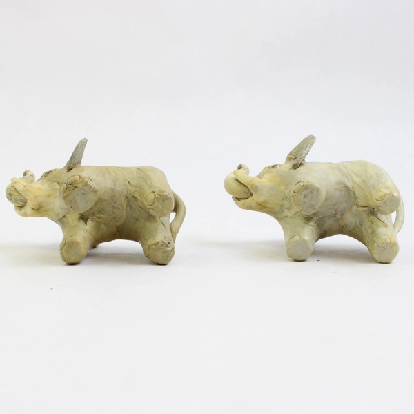Lot Of 2 Matching Handmade Unmarked Elephant Figurines 3" Tall