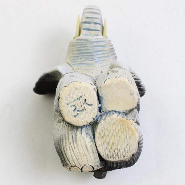 Small Cute Handmade Ceramic Elephant Figurine Blue Black 3.25" Tall