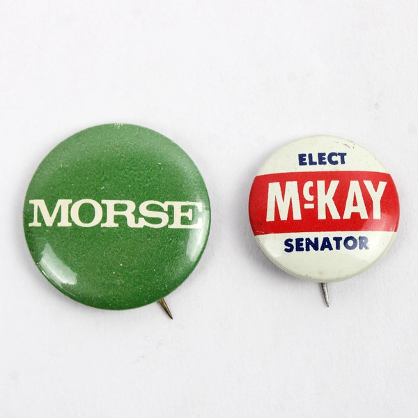 Lot of 2 Vintage Political Pinbacks Wayne Morse and John McKay Oregon Washington