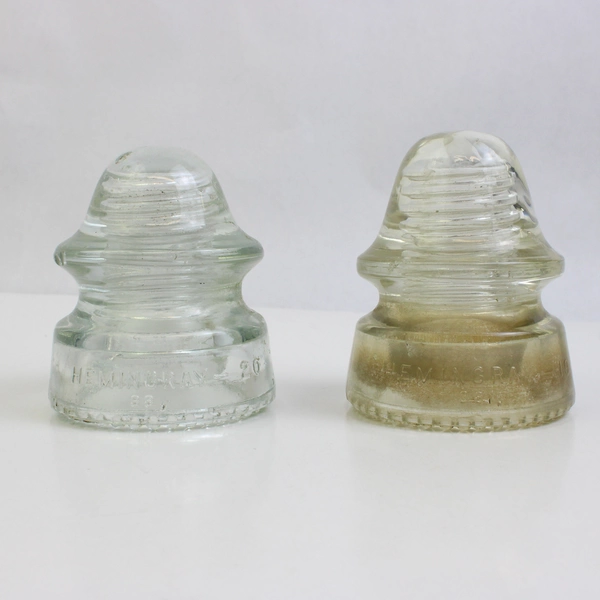 Lot Of 2 Vintage Hemingray No. 19 & 20 Clear Glass Telephone Pole Insulator