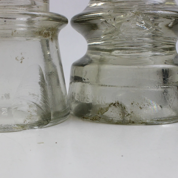 Lot Of 2 Vintage Whitall Tatum No. 5 & Armstrong No. 2 Telephone Pole Insulator