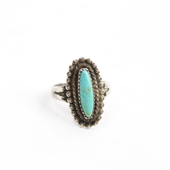 Size 5 Women's Sterling Silver And Turquoise Rring