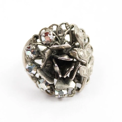 Women's Size 5.5 Rose Shaped Ring With Fire Opals Made In Western Germany