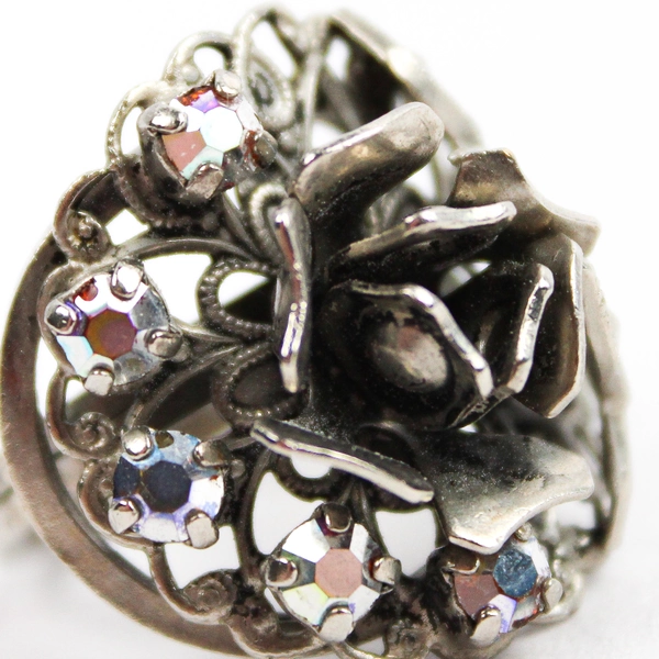 Women's Size 5.5 Rose Shaped Ring With Fire Opals Made In Western Germany