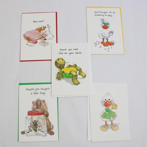 Lot of 5 Vintage Suzy's Zoo Visits by Current Get Well Cards