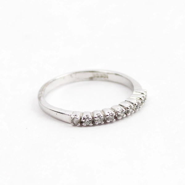 Women's 18K White Gold Plated Diamond Anniversary Ring Size 7