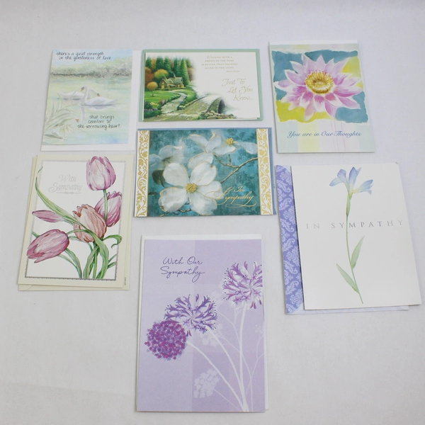 Lot of 7 Sympathy Greeting Cards with Envelopes