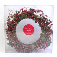 Eddie Bauer Winter Berry Wreath Red, Brown & Green 12" x 12"
