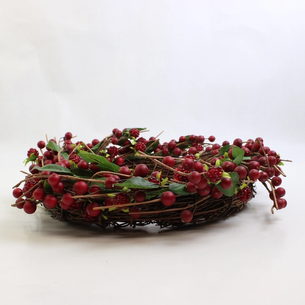 Eddie Bauer Winter Berry Wreath Red, Brown & Green 12" x 12"