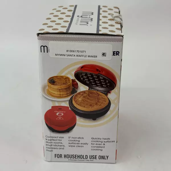 2024 Nostalgia Products My Mini Santa Waffle Maker New