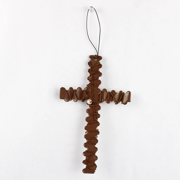 Unbranded Beaded Metal Cross Hanging Ornament Decoration 7.25" x 4.5"