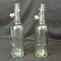 Set Of 2 Clear Round Glass Swing Top Sealing Lids Bottles