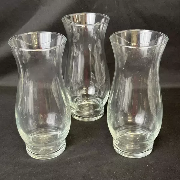 Set of 3 Clear Glass Chimney Shaped Vases 8.5 Inch