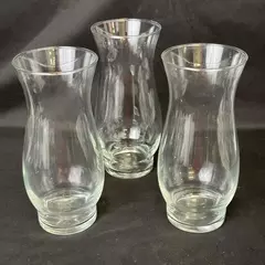 Set of 3 Clear Glass Chimney Shaped Vases 8.5 Inch